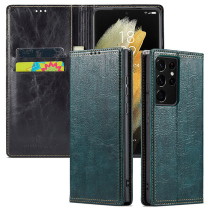 Tree Artificial Leather Galaxy S21 Ultra Case Wallet Stand