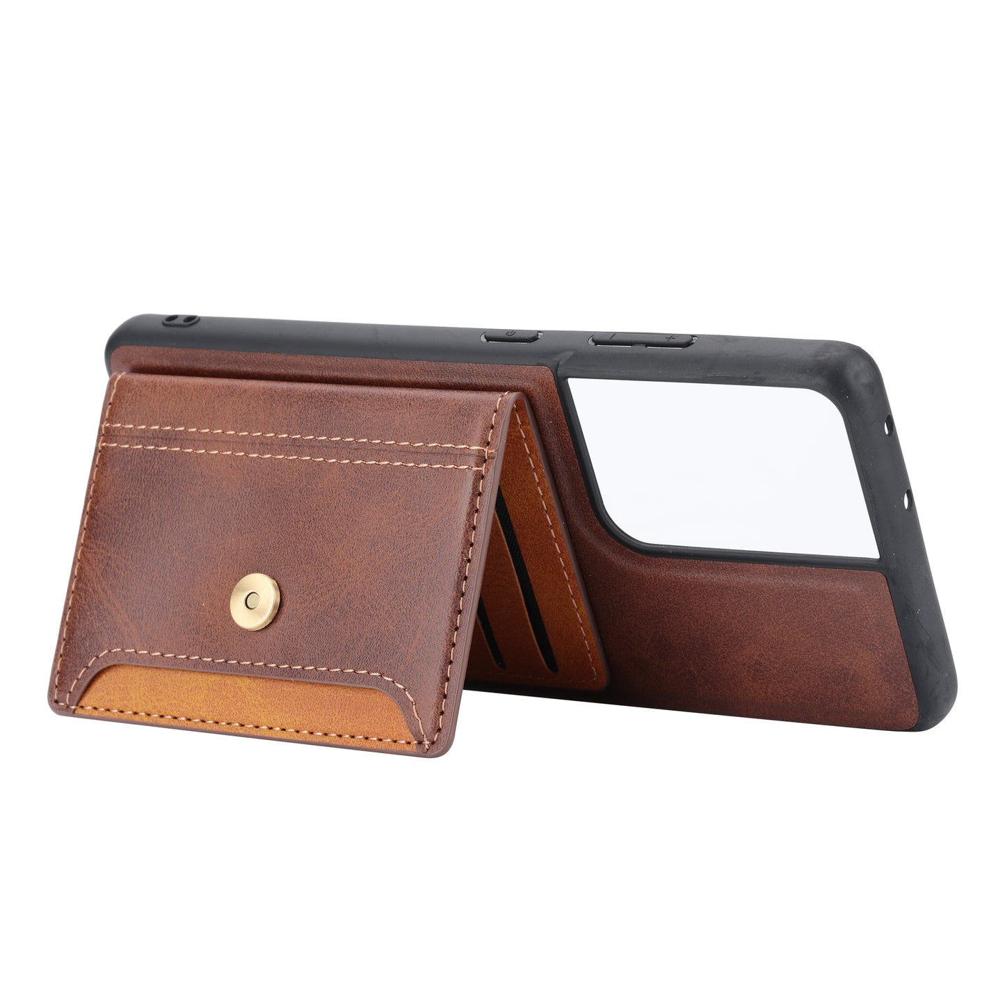 Buckle Retro Leather Galaxy S21 Ultra Case Stand Multi-card Slots