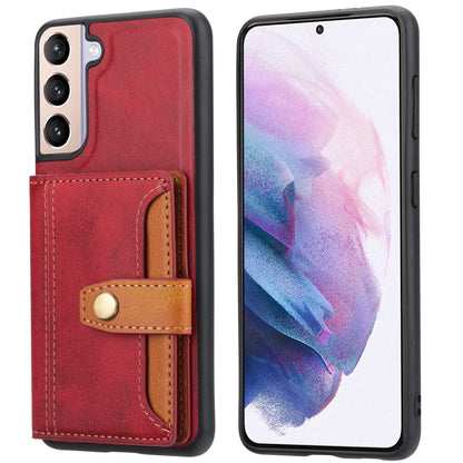 Buckle Retro Leather Galaxy S21 FE Case Stand Multi-card Slots