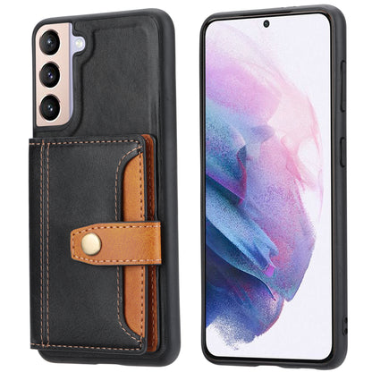 Buckle Retro Leather Galaxy S21 FE Case Stand Multi-card Slots