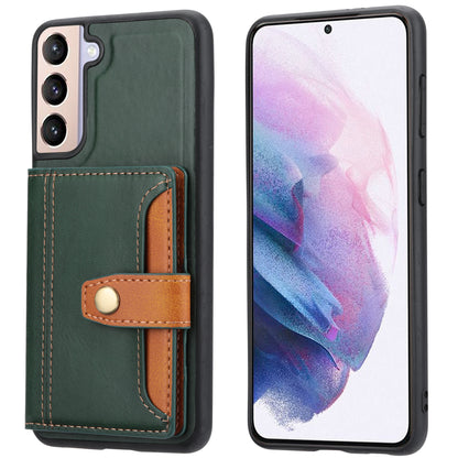 Buckle Retro Leather Galaxy S21 FE Case Stand Multi-card Slots