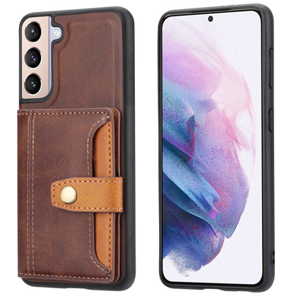 Buckle Retro Leather Galaxy S21 FE Case Stand Multi-card Slots