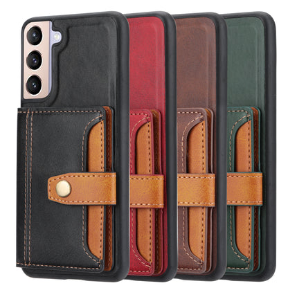 Buckle Retro Leather Galaxy S21 FE Case Stand Multi-card Slots