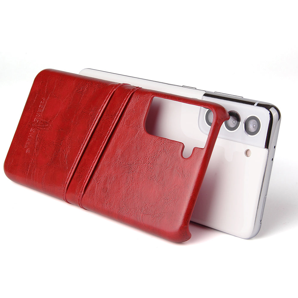 Oil Waxed Leather Card Holder Galaxy S21 Case Back