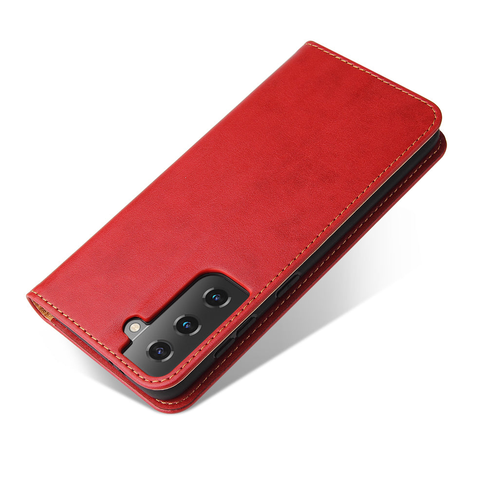 PU Leather Galaxy S21 Case Wallet Stand Texture Deluxe