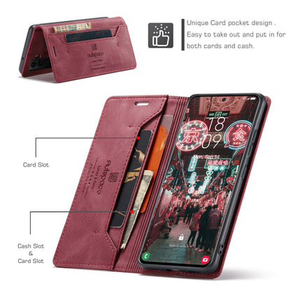 Luxury Retro Leather Galaxy S22+ Case Magnetic Buckle RFID