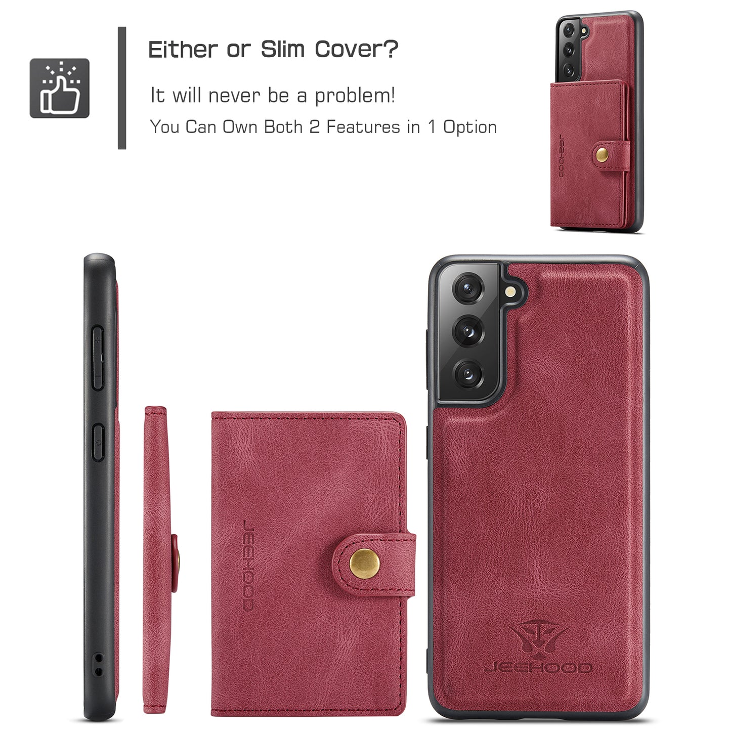 Magnetic Detachable Card Holder Galaxy S22+ Case Leather Flip