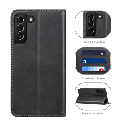 Calfskin Simple Wallet Galaxy S22 Case RFID Magnetic