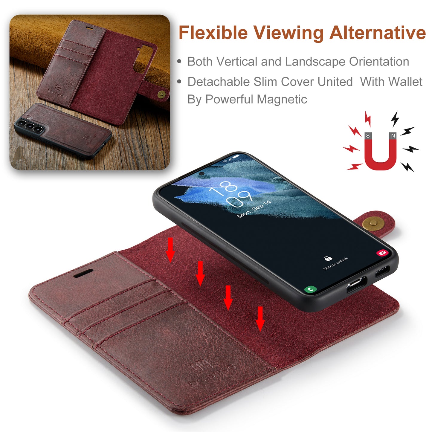 Wallet Detachable 2 In 1 Buckle Galaxy S22 Case Magnetic