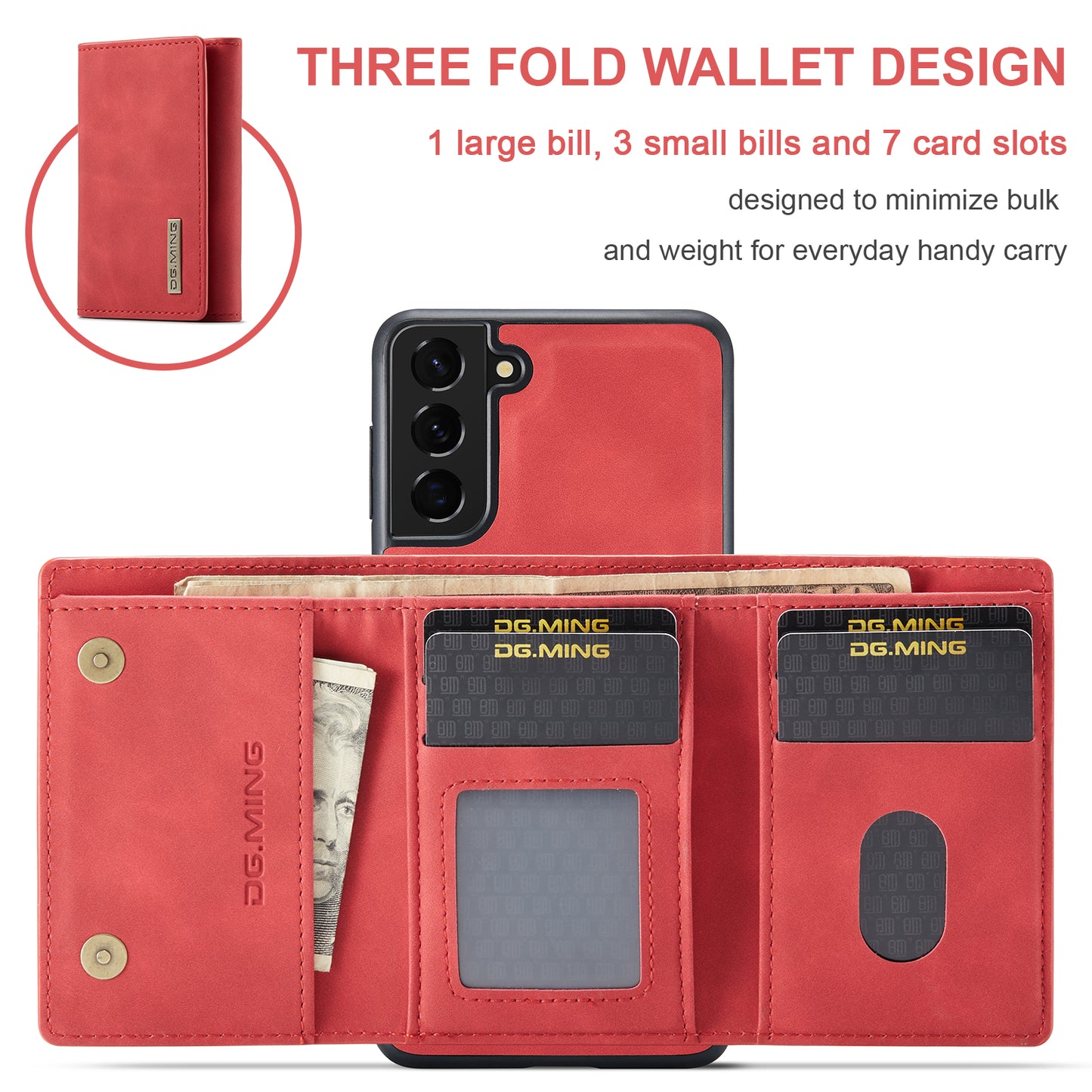 Retro Detachable Fold Wallet Galaxy S22 Case Magnetic Clip