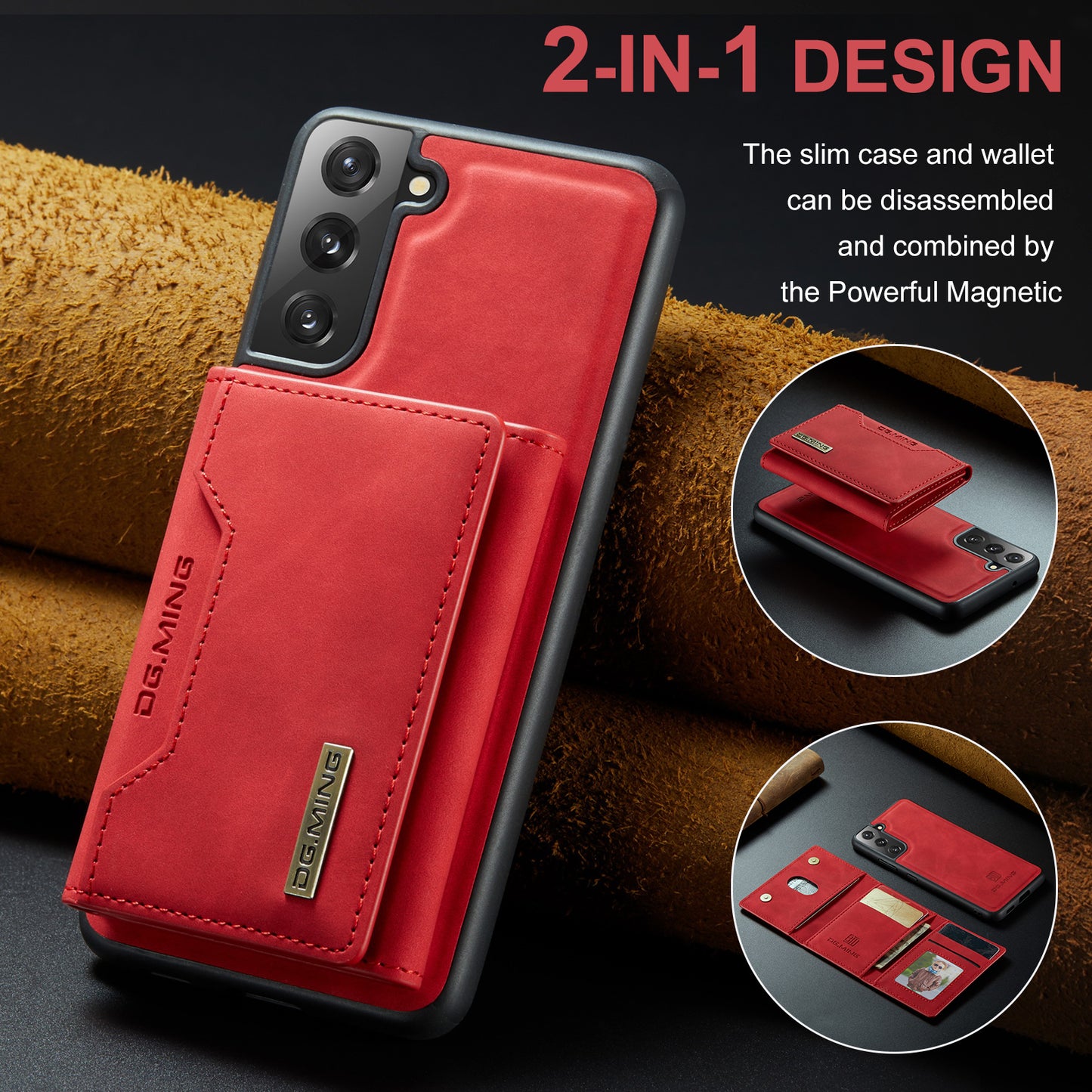 Retro Detachable Fold Card Holder Galaxy S22 Case Magnetic Clip