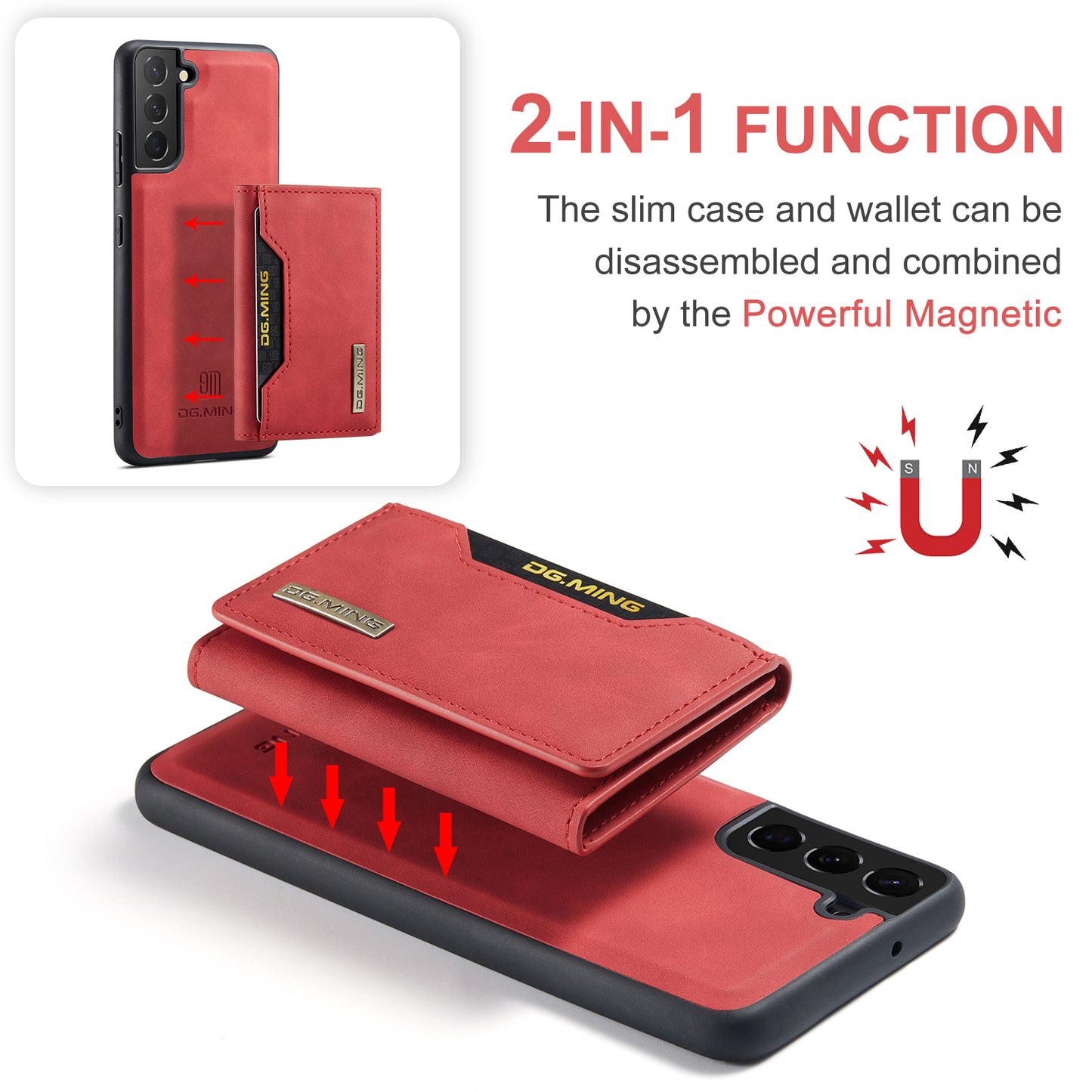 Retro Detachable Fold Card Holder Galaxy S22 Case Magnetic Clip