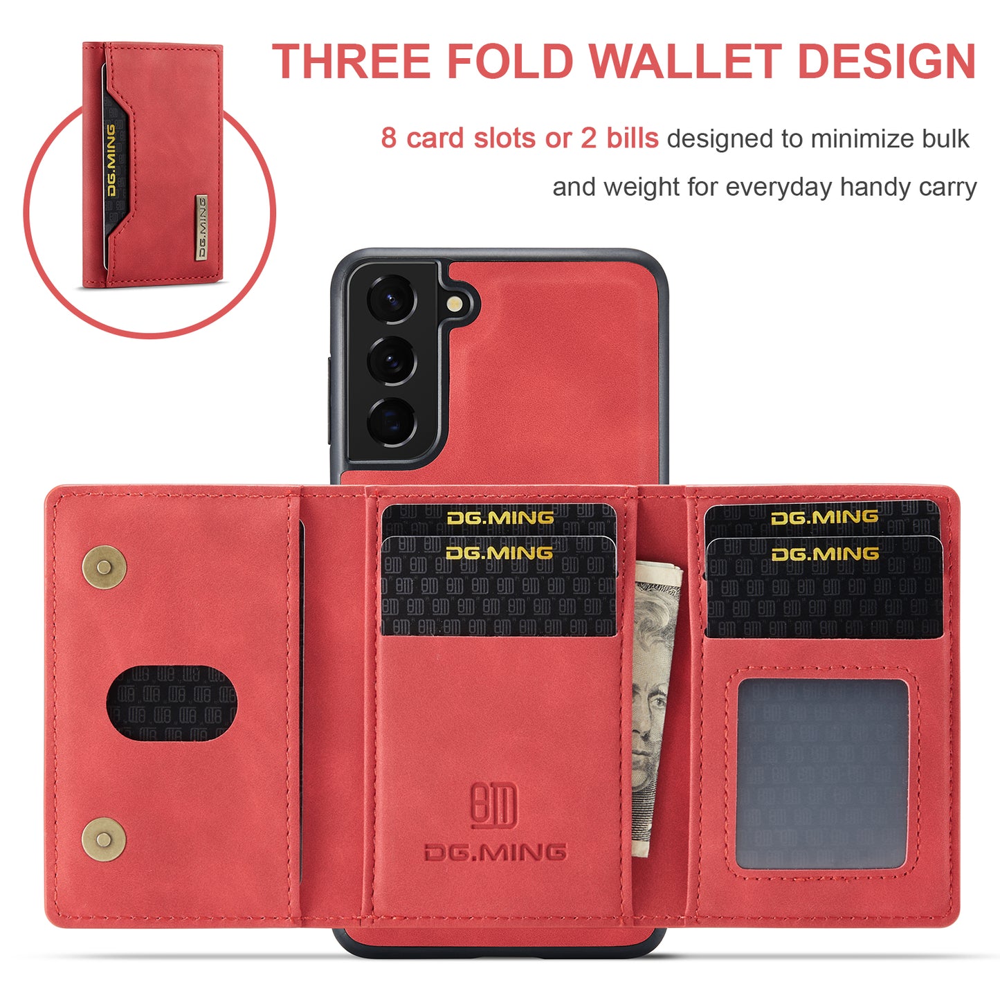 Retro Detachable Fold Card Holder Galaxy S22 Case Magnetic Clip