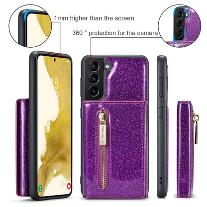 Glitter Leather 2-in-1 Wallet Zipper Galaxy S22 Case Detachable