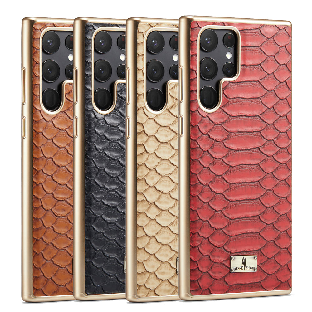 TPU Plated Boa Constrictor Leather Galaxy S22+ Case Back