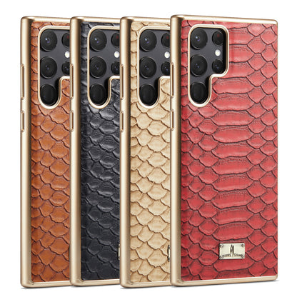 TPU Plated Boa Constrictor Leather Galaxy S22+ Case Back