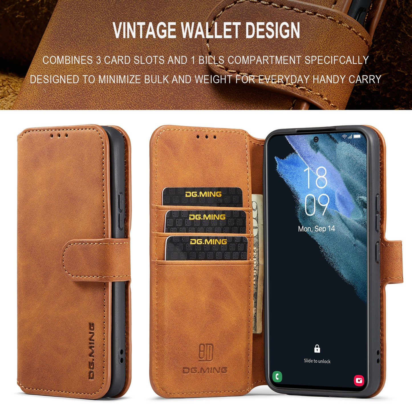 Retro Leather Edge Galaxy S22+ Case with Hand Strap