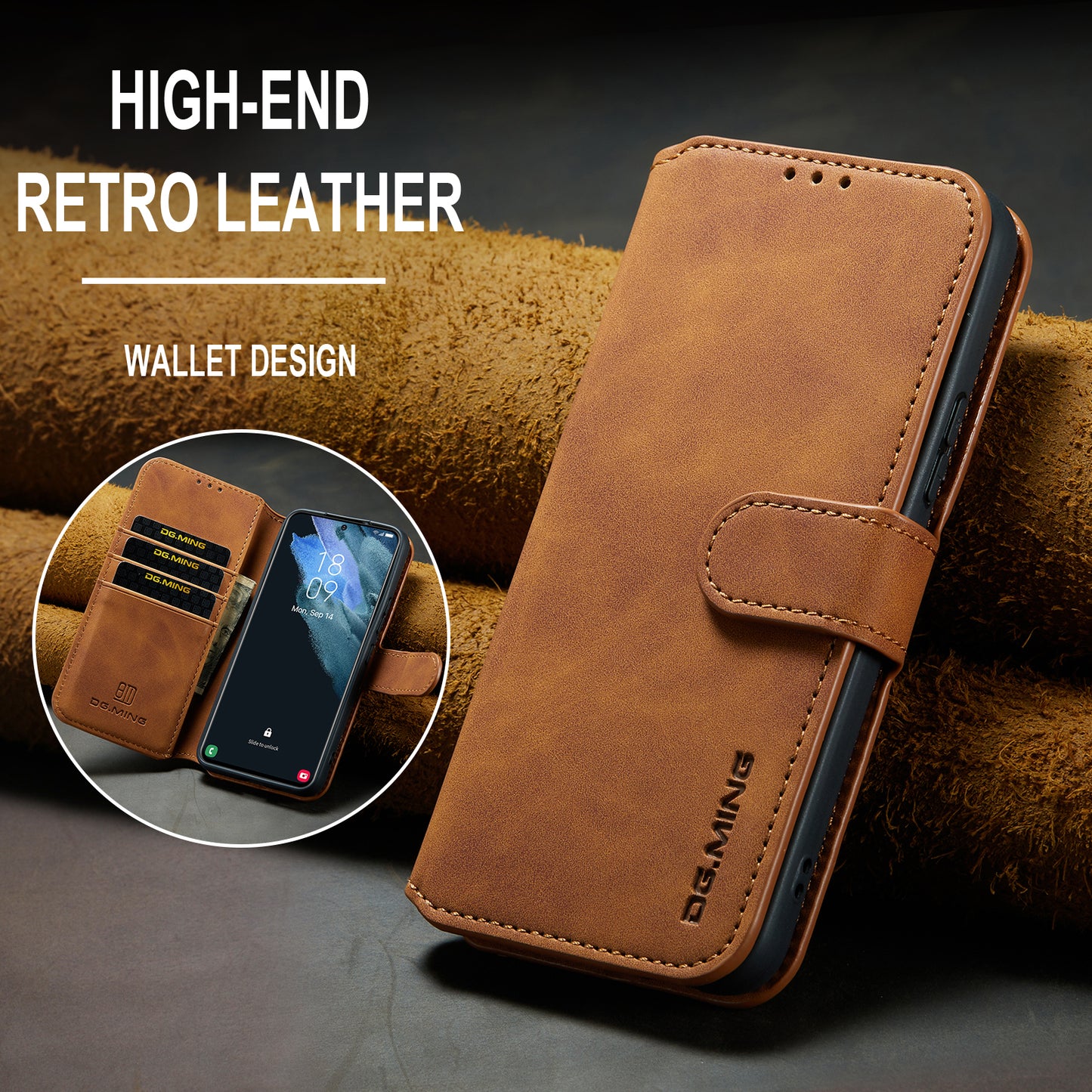 Retro Leather Edge Galaxy S22+ Case with Hand Strap