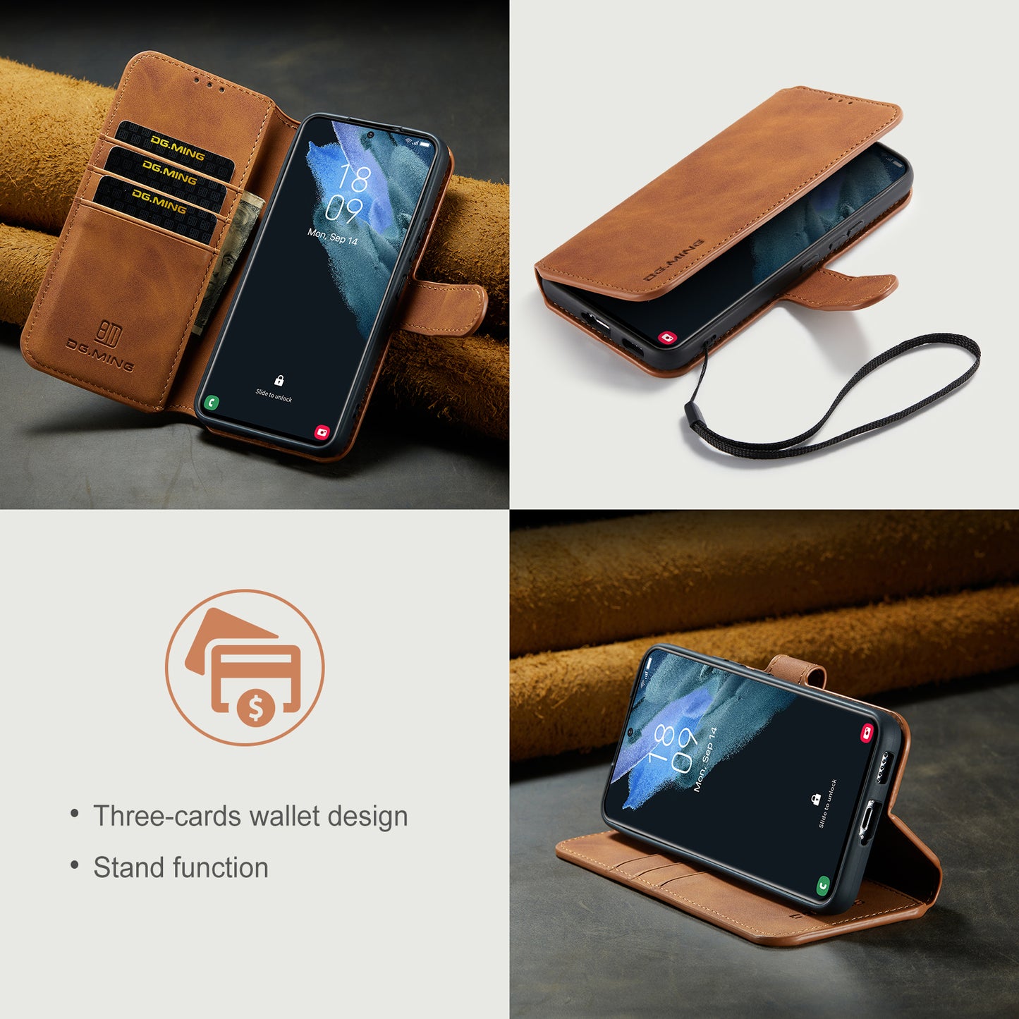 Retro Leather Edge Galaxy S22+ Case with Hand Strap