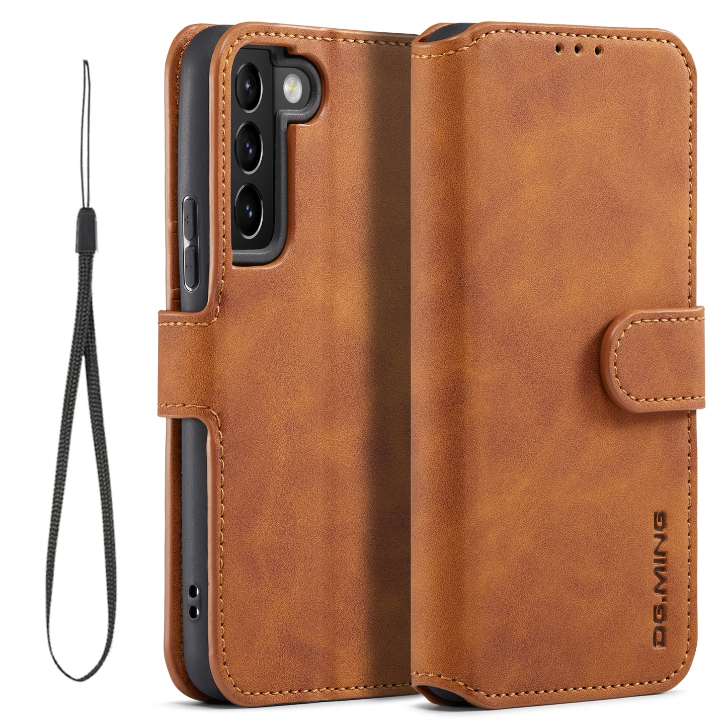 Retro Leather Edge Galaxy S22+ Case with Hand Strap