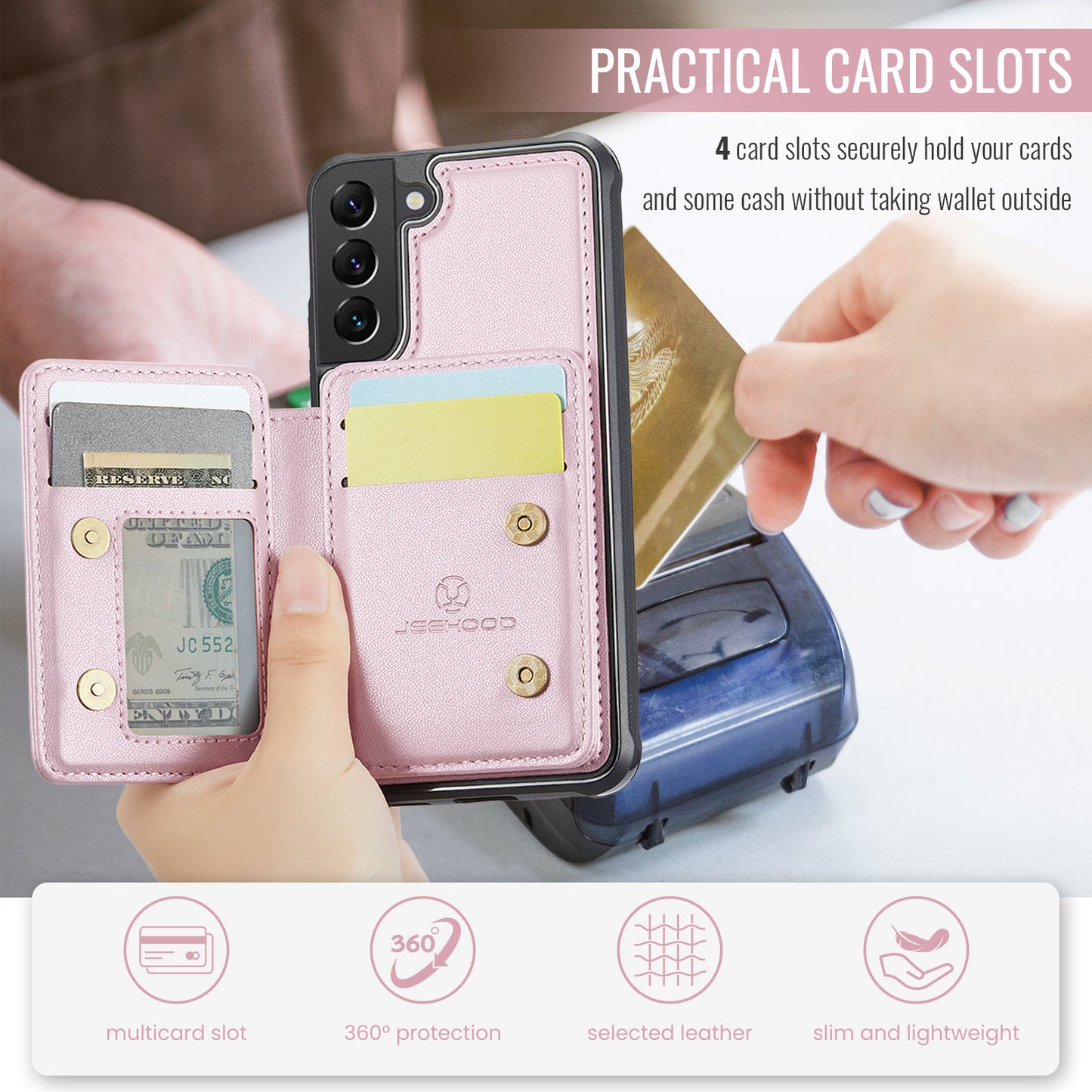 Magnetic Card Holder Galaxy S22+ Case Detachable RFID Blocking