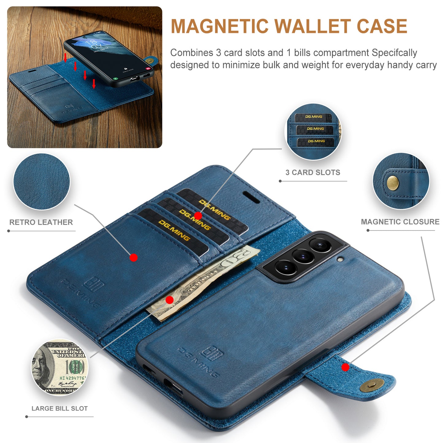 Wallet Detachable 2 In 1 Buckle Galaxy S22 Case Magnetic