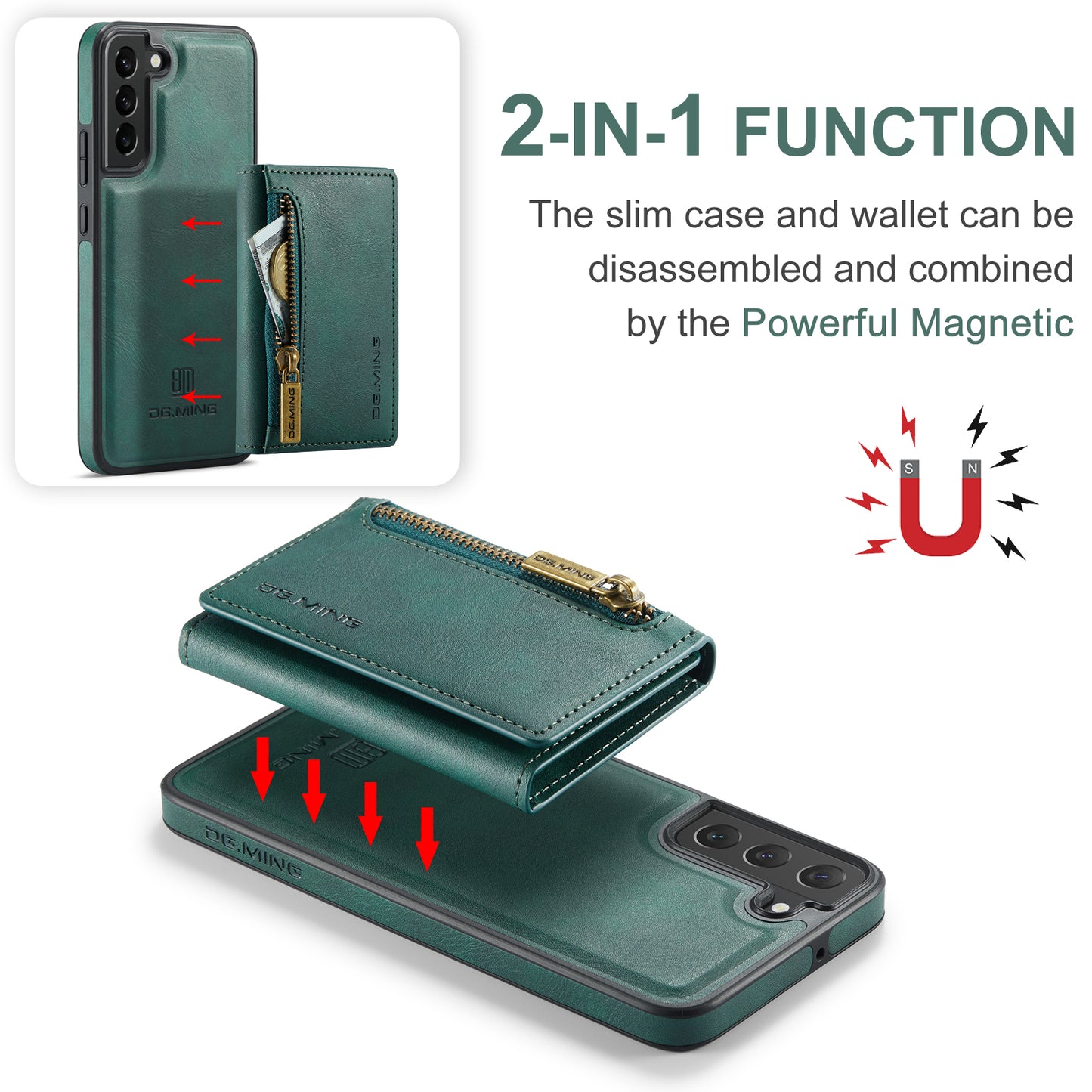 Wallet Detachable Tri-fold Galaxy S22 Case Muilti Card Slots