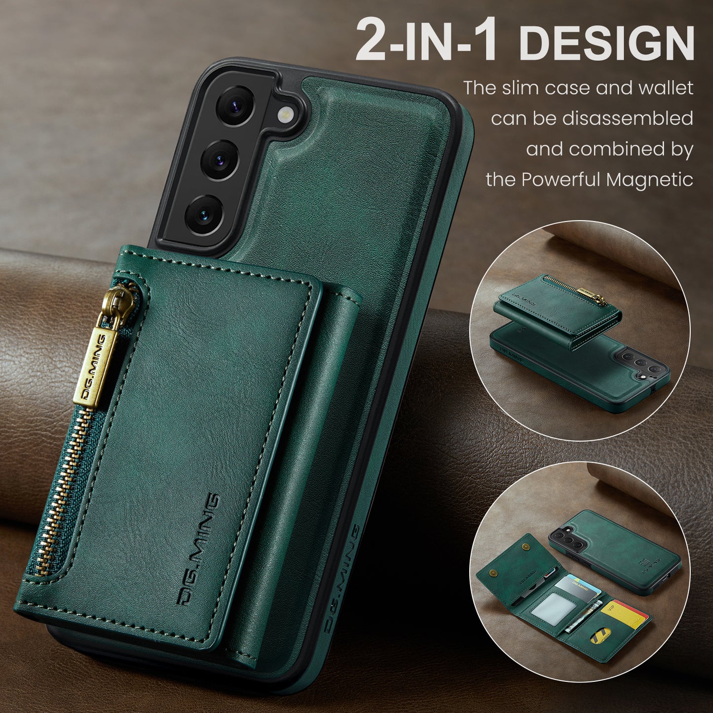 Wallet Detachable Tri-fold Galaxy S22 Case Muilti Card Slots