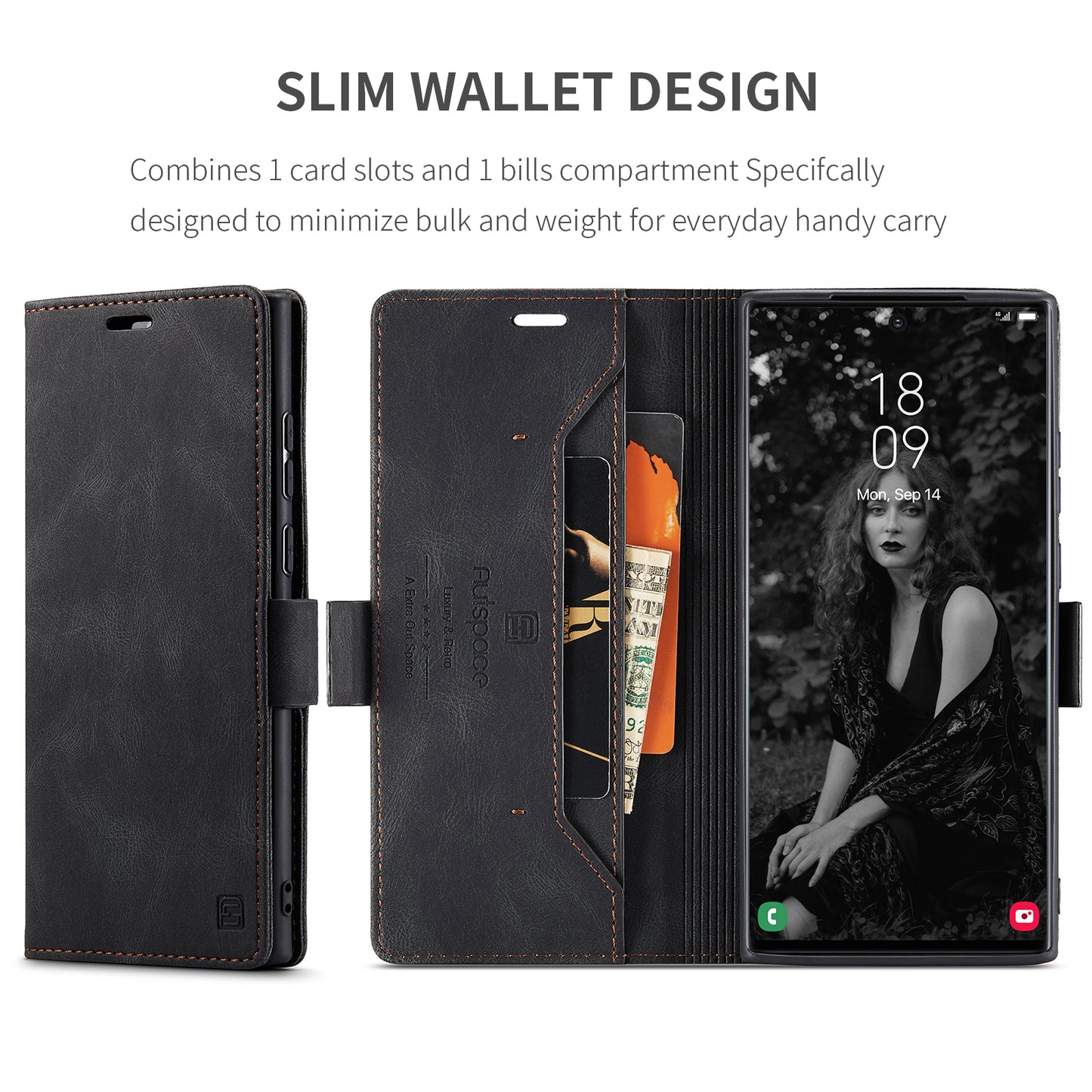 Luxury Retro Leather Galaxy S22 Ultra Case Magnetic Buckle RFID