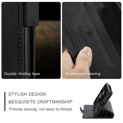 Luxury Retro Leather Galaxy S22 Ultra Case Magnetic Buckle RFID