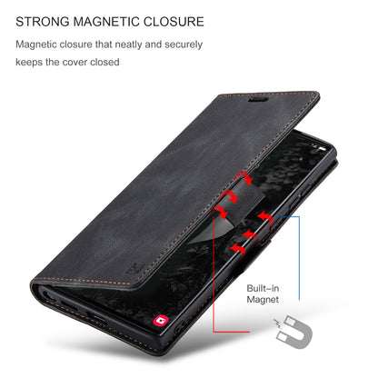 Luxury Retro Leather Galaxy S22 Ultra Case Magnetic Buckle RFID