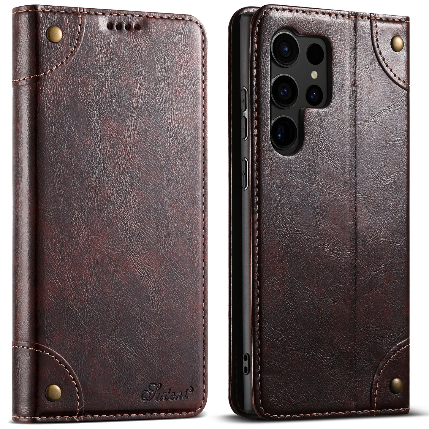 Baroque Wallet Stand Galaxy S23 Ultra Case Magtic Flip