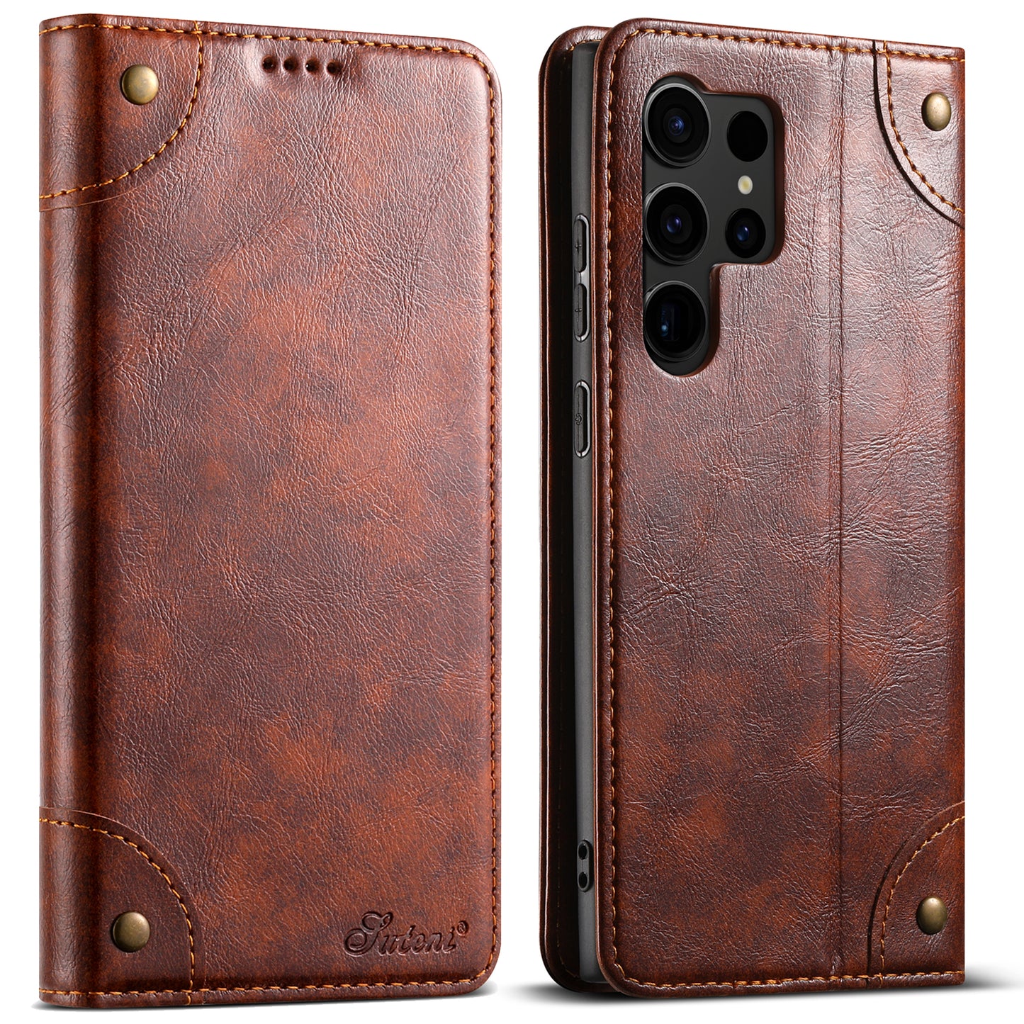 Baroque Wallet Stand Galaxy S23 Ultra Case Magtic Flip