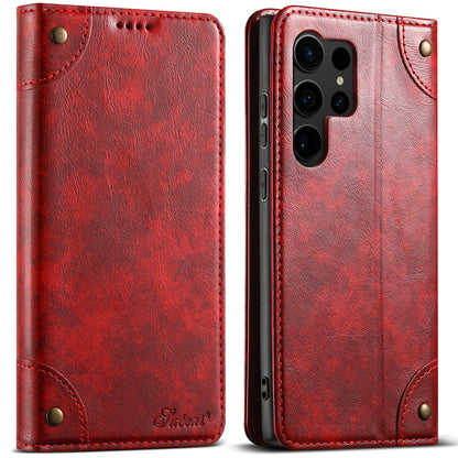 Baroque Wallet Stand Galaxy S23 Ultra Case Magtic Flip