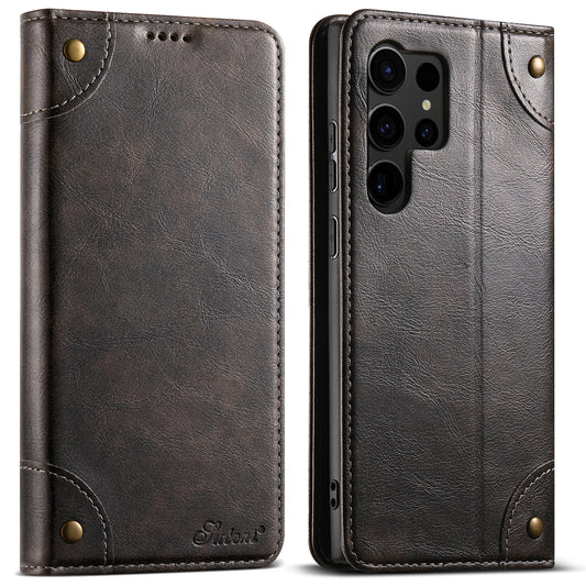 Baroque Wallet Stand Galaxy S23 Ultra Case Magtic Flip