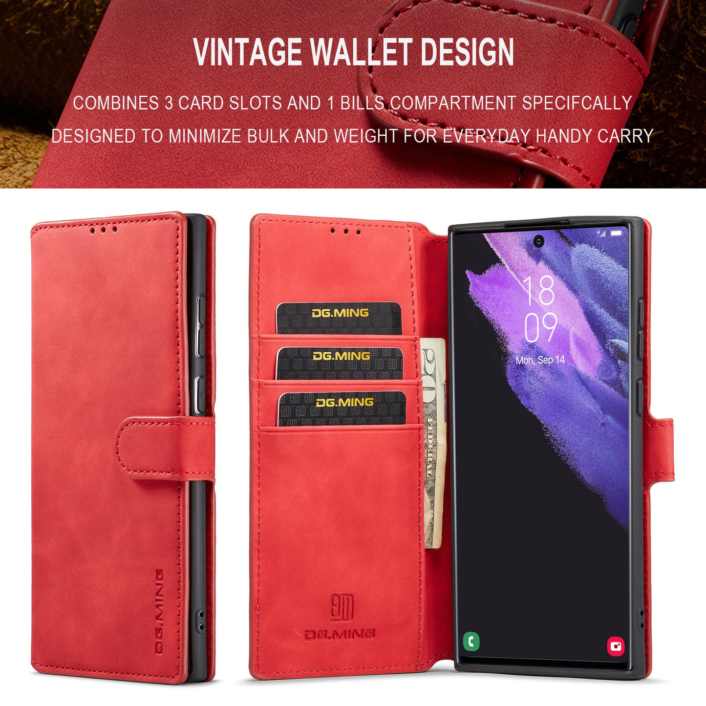 Retro Leather Edge Galaxy S22 Ultra Case with Hand Strap