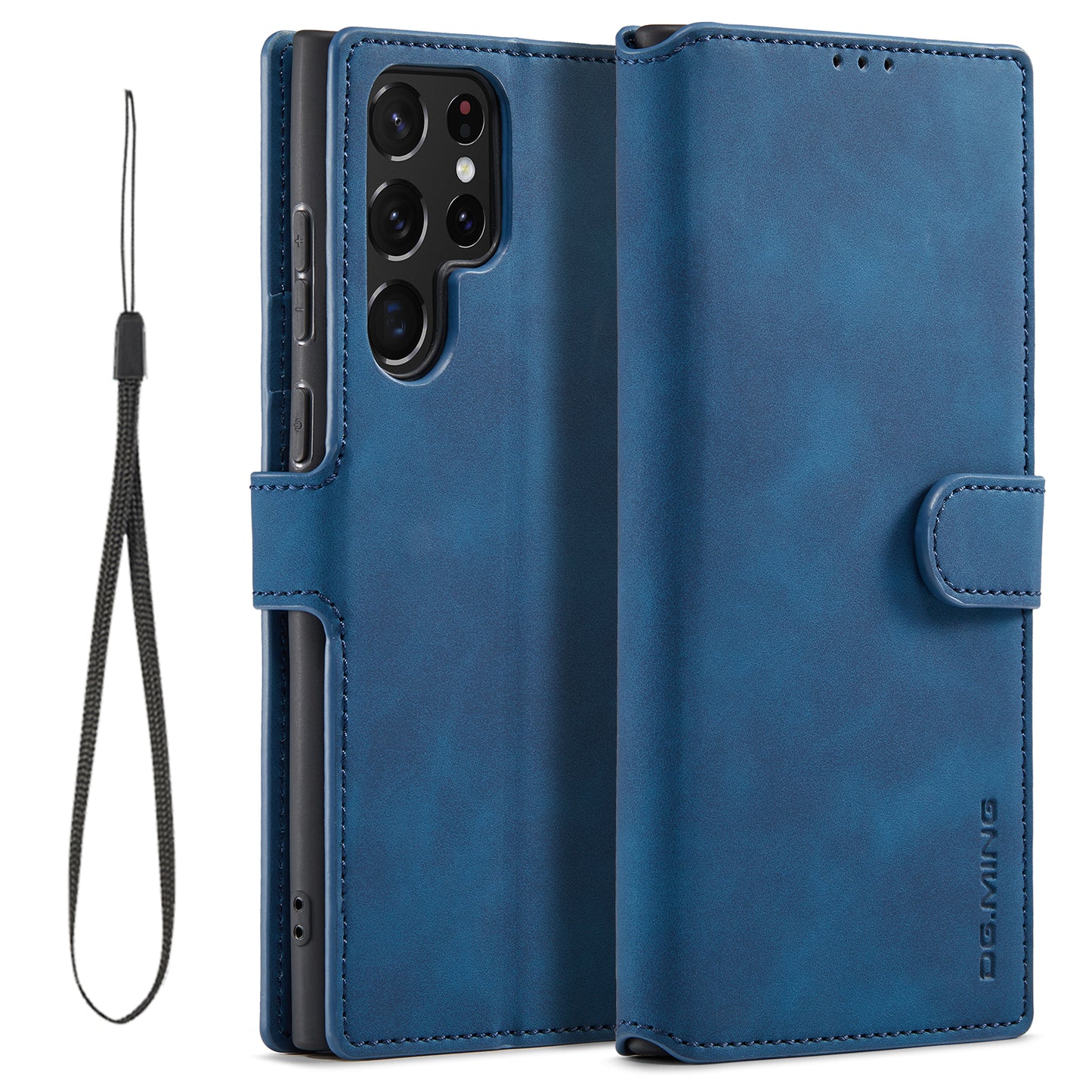 Retro Leather Edge Galaxy S22 Ultra Case with Hand Strap