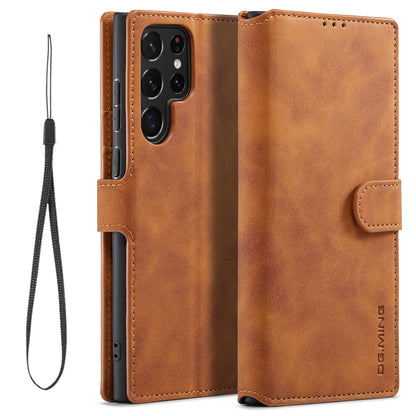 Retro Leather Edge Galaxy S22 Ultra Case with Hand Strap