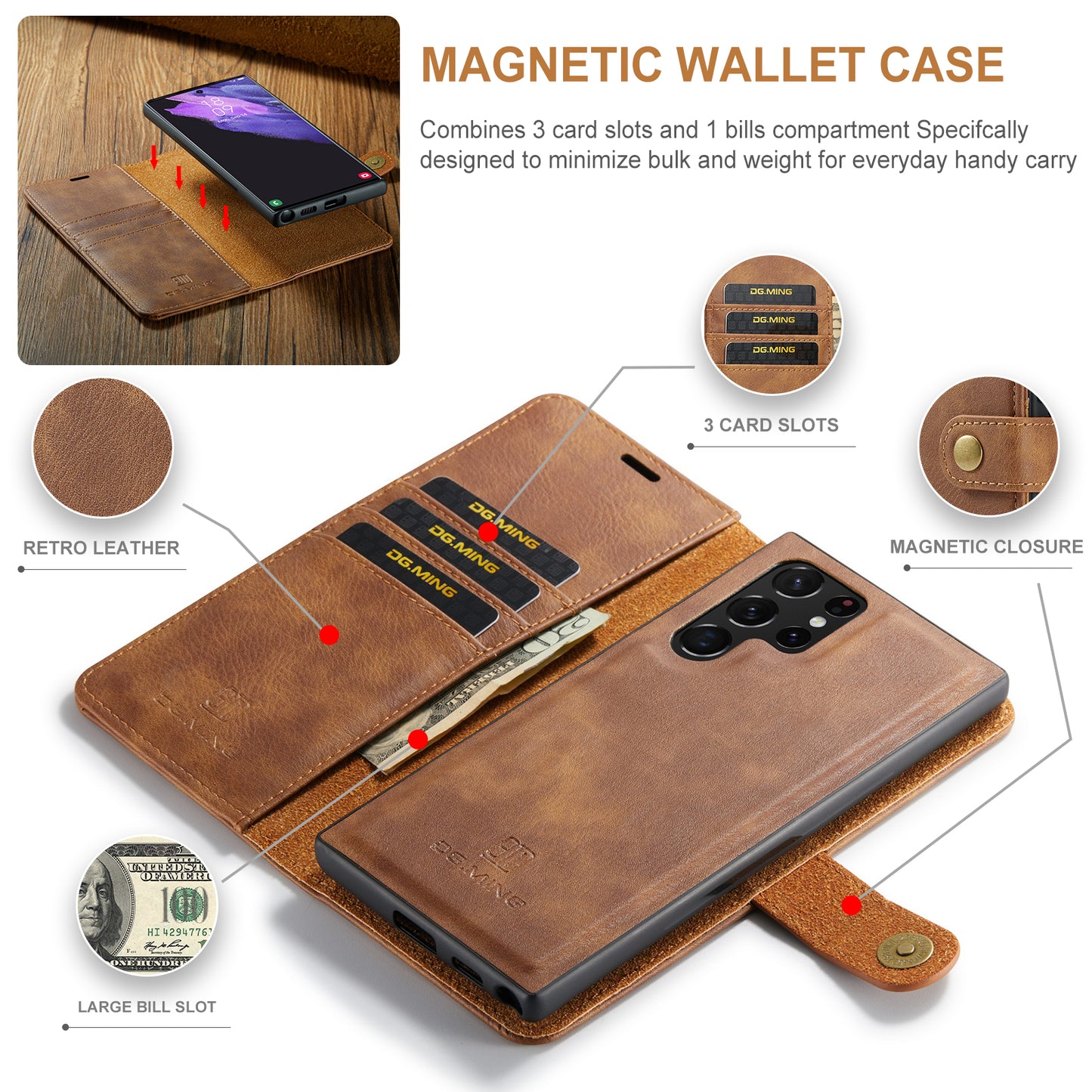 Wallet Detachable 2 In 1 Buckle Galaxy S22 Ultra Case Magnetic