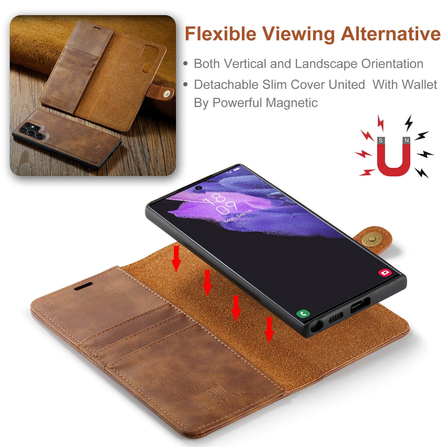 Wallet Detachable 2 In 1 Buckle Galaxy S22 Ultra Case Magnetic