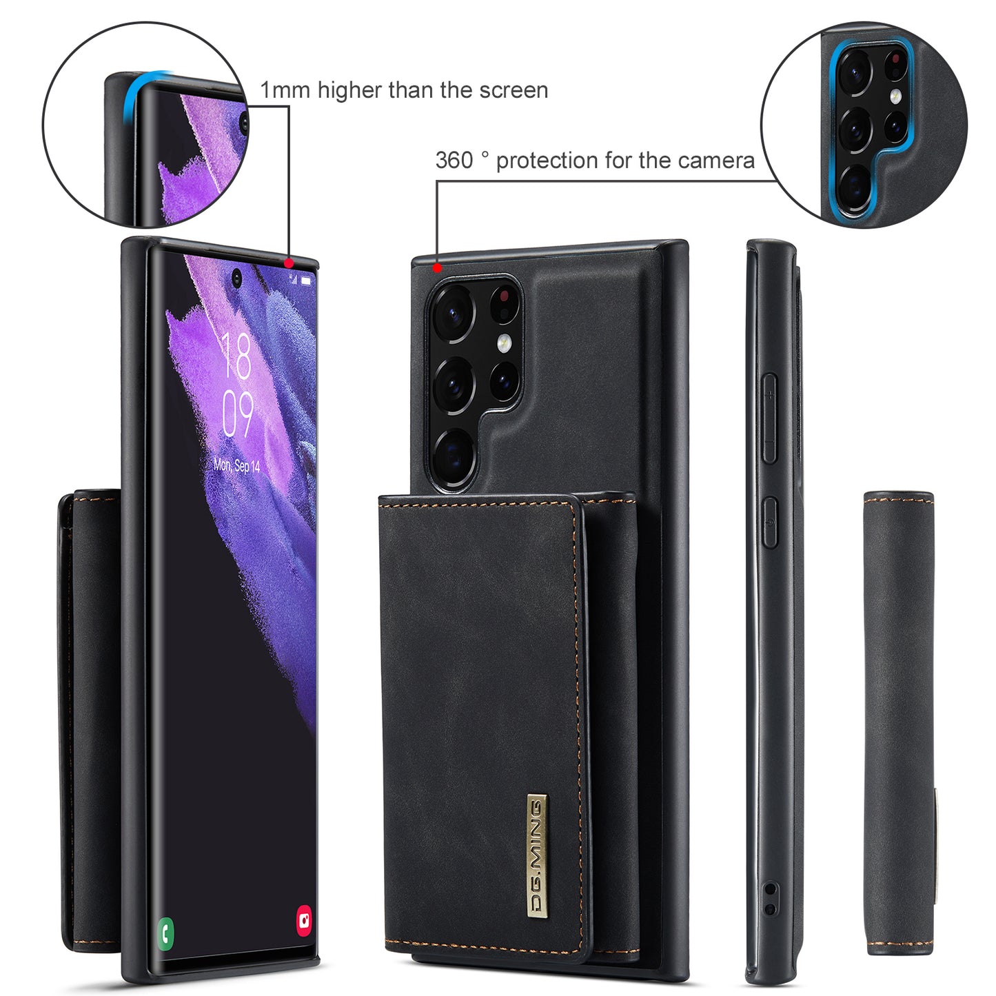 Retro Detachable Fold Wallet Galaxy S22 Ultra Case Magnetic Clip