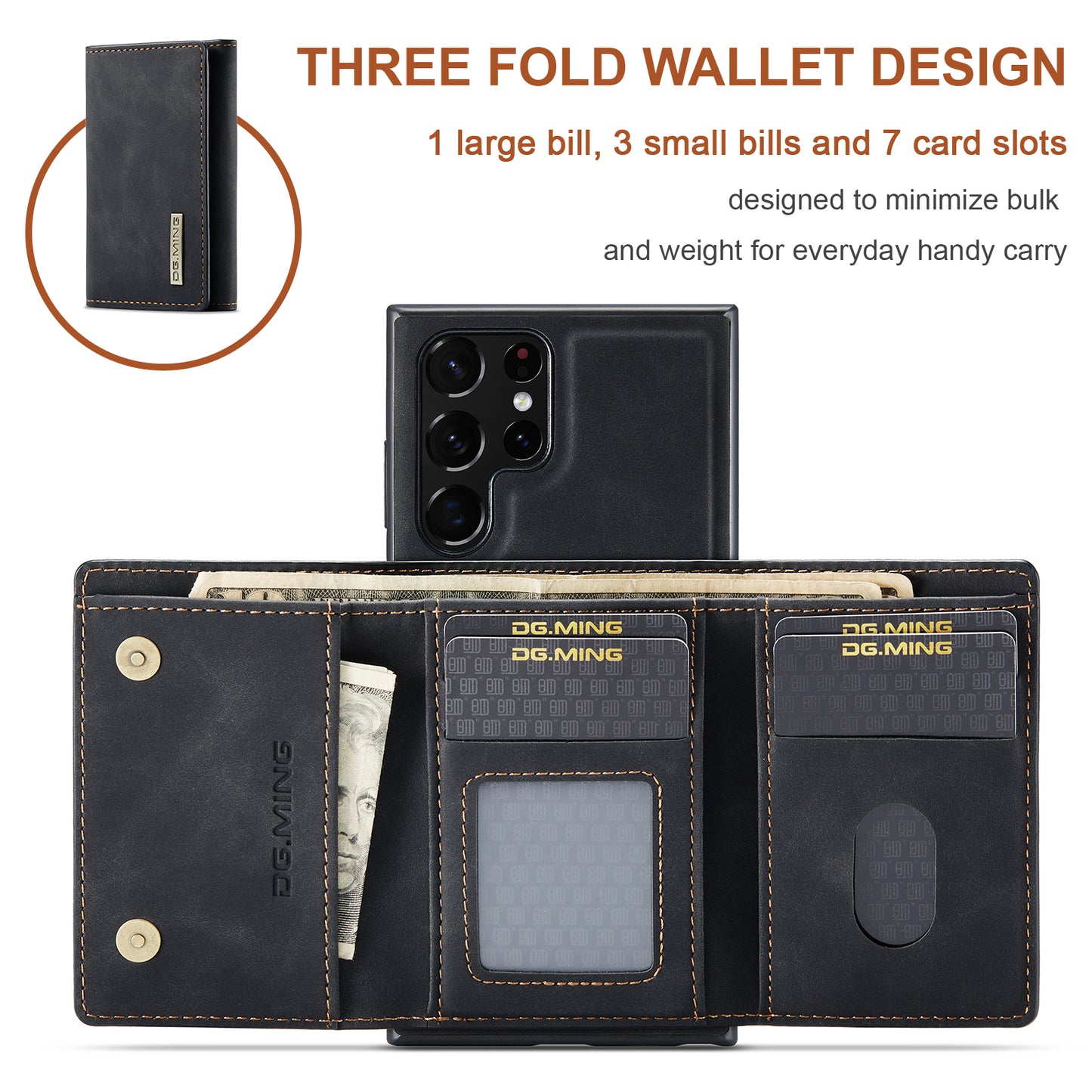 Retro Detachable Fold Wallet Galaxy S22 Ultra Case Magnetic Clip