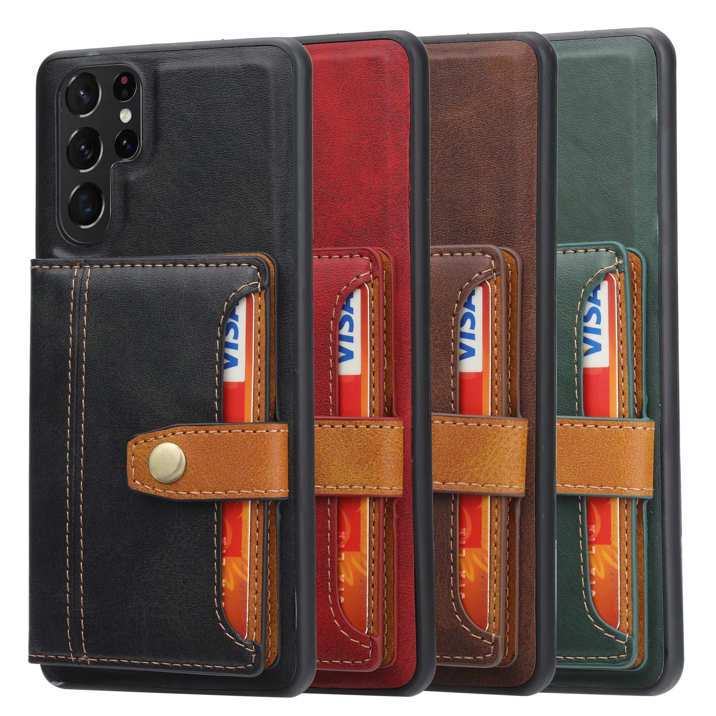 Buckle Retro Leather Galaxy S22 UltraCase Stand Multi-card Slots