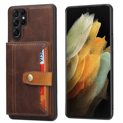 Buckle Retro Leather Galaxy S22 UltraCase Stand Multi-card Slots