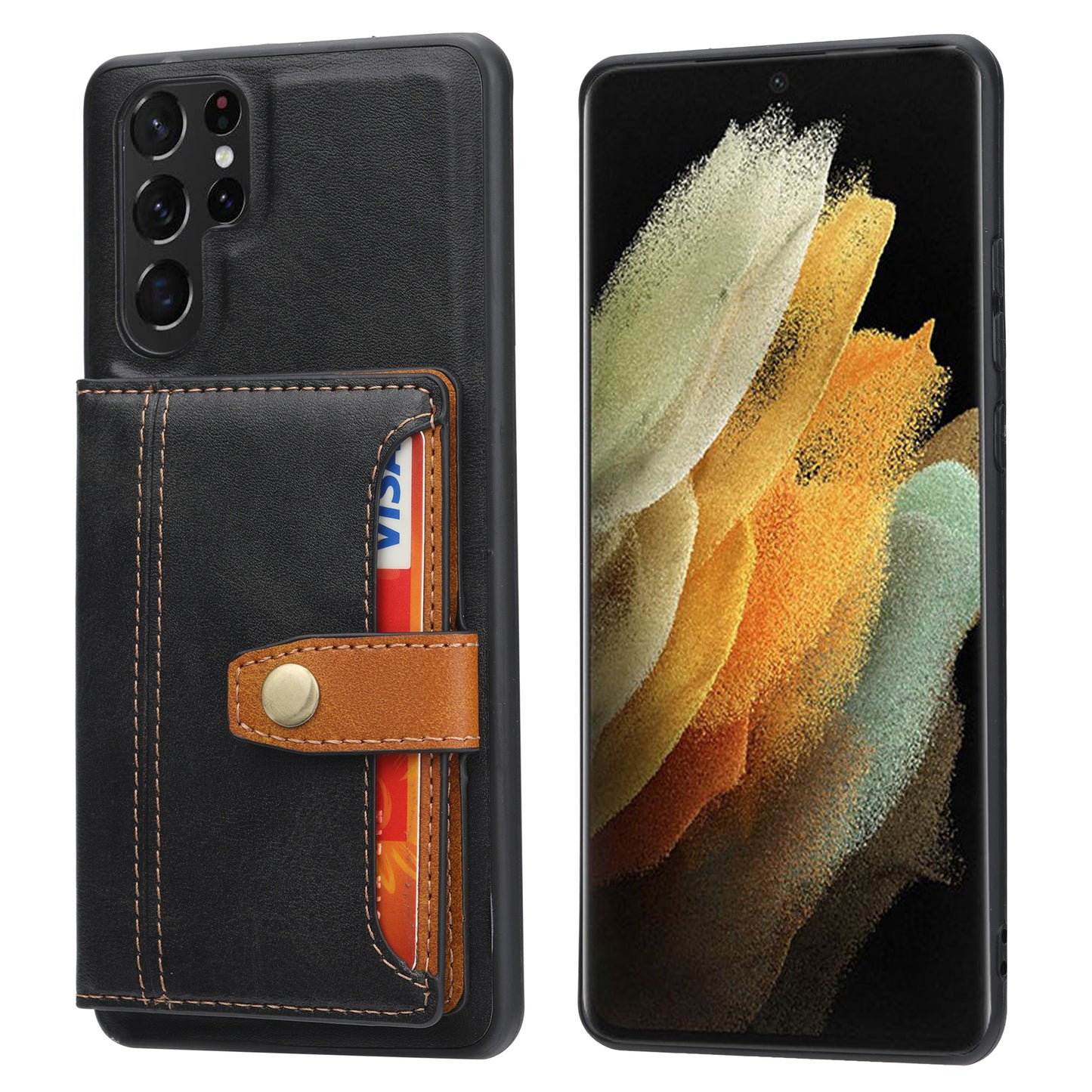 Buckle Retro Leather Galaxy S22 UltraCase Stand Multi-card Slots