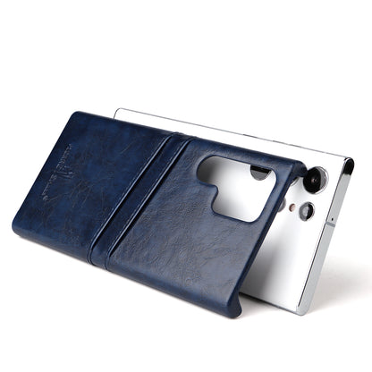 Oil Waxed Leather Card Holder Galaxy S21 Ultra Case Back