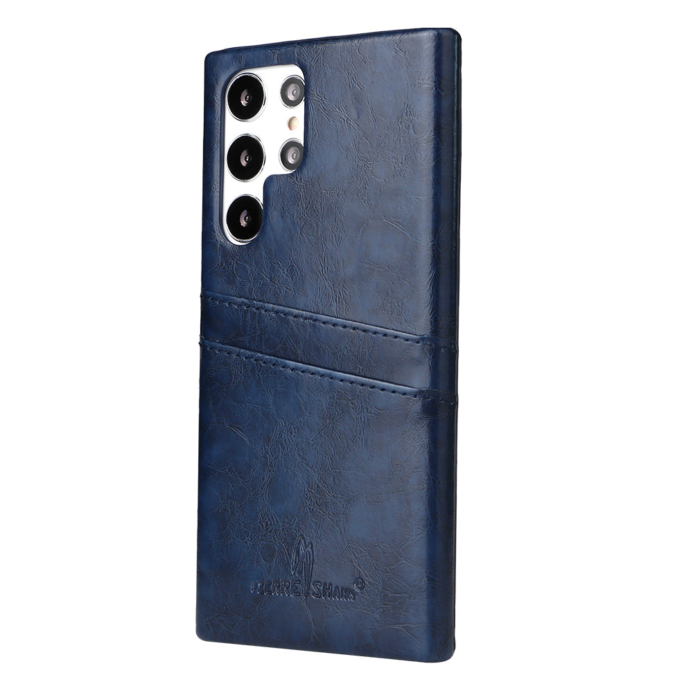 Oil Waxed Leather Card Holder Galaxy S21 Ultra Case Back