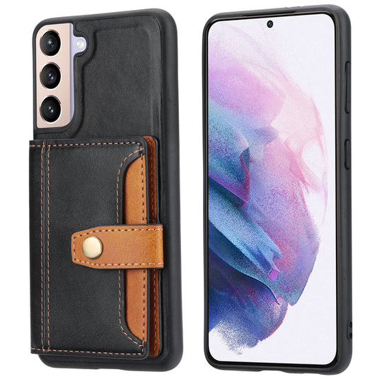 Buckle Retro Leather Galaxy S22+ Case Stand Multi-card Slots