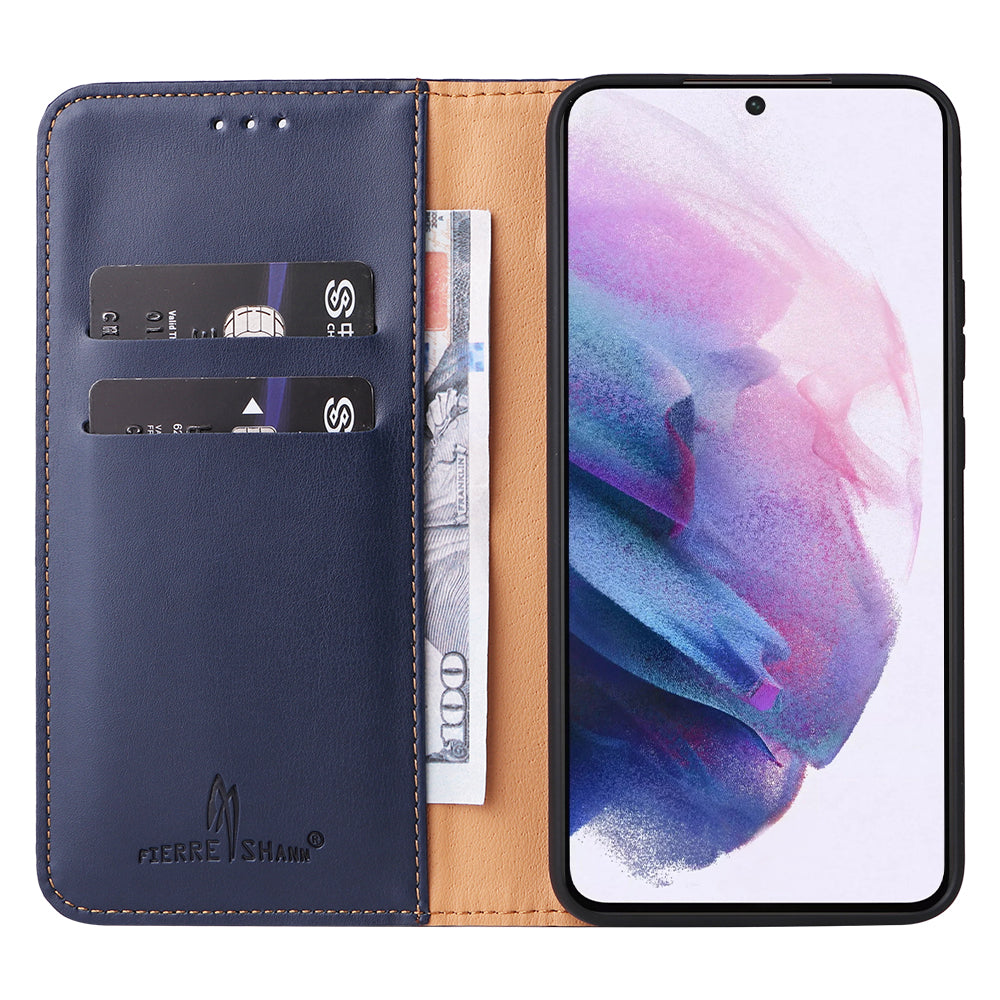 PU Leather Galaxy S22+ Case Wallet Stand Texture Deluxe