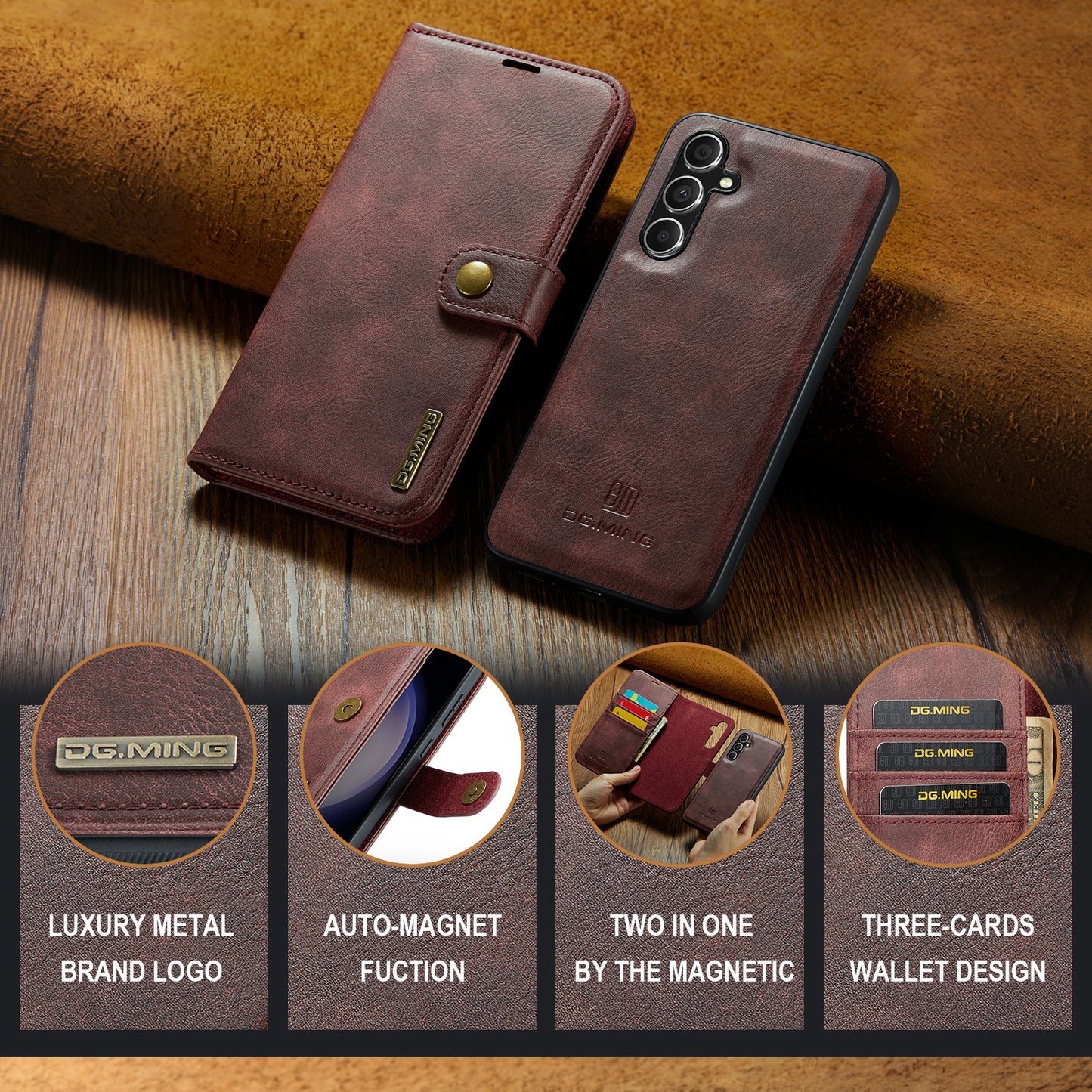 Wallet Detachable 2 In 1 Buckle Galaxy S23 FE Case Magnetic